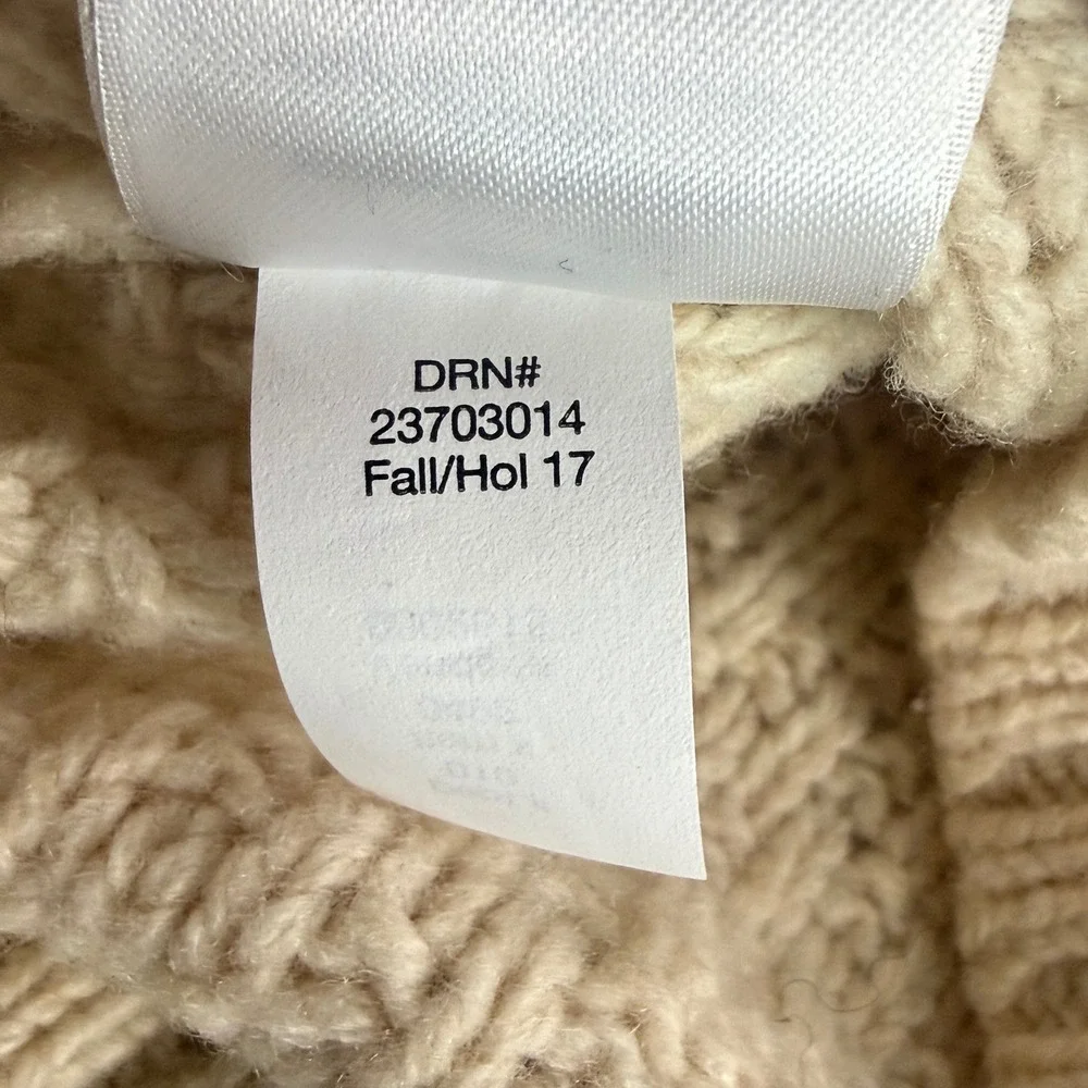 Eddie Bauer Womens Cream Cable Knit Turtleneck Sweater Size XS‎ Lambswool Blend